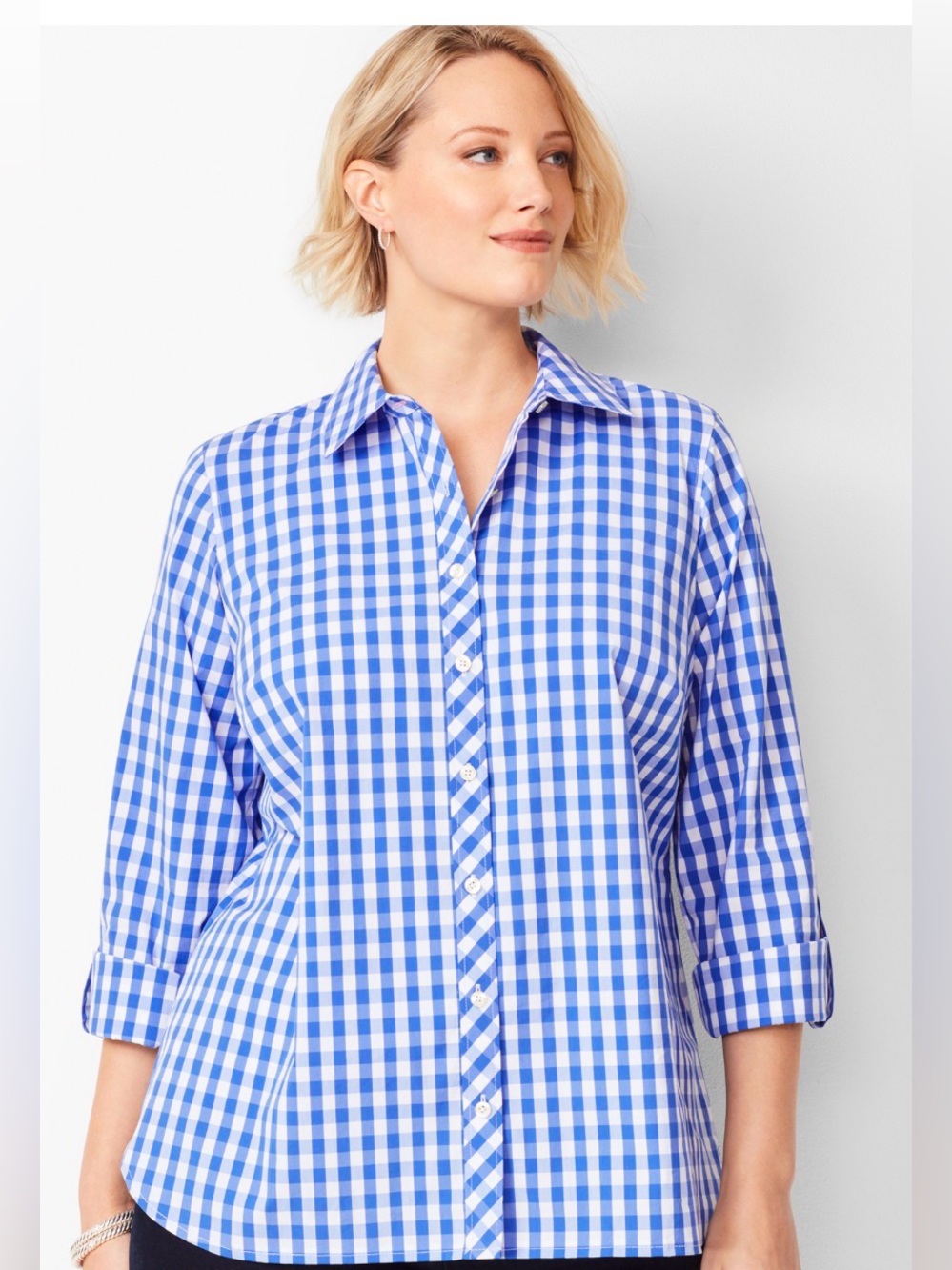TALBOTS CLASSIC COTTON SHIRT - GINGHAM PLUS PETITE WOMEN’S 3Xp
